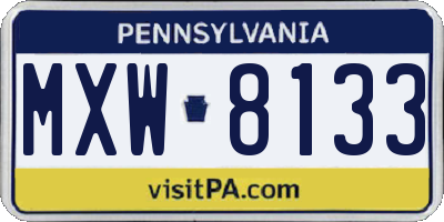 PA license plate MXW8133