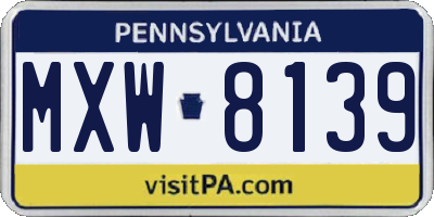 PA license plate MXW8139