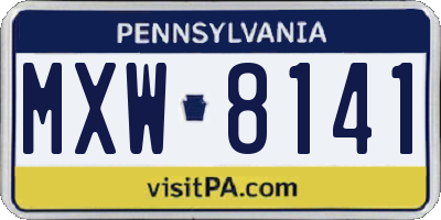 PA license plate MXW8141