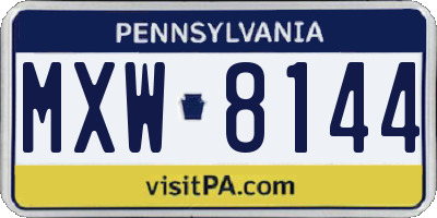 PA license plate MXW8144