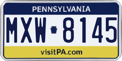 PA license plate MXW8145