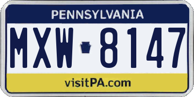 PA license plate MXW8147