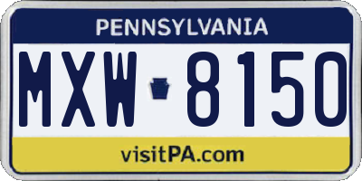 PA license plate MXW8150