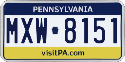 PA license plate MXW8151