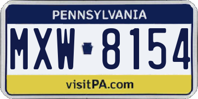 PA license plate MXW8154