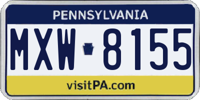 PA license plate MXW8155