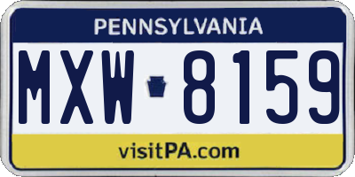 PA license plate MXW8159