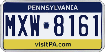 PA license plate MXW8161