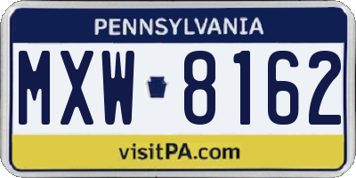 PA license plate MXW8162