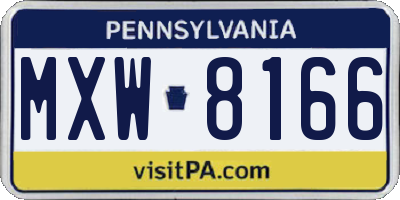 PA license plate MXW8166