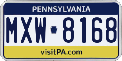 PA license plate MXW8168