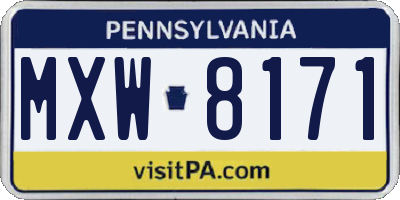 PA license plate MXW8171