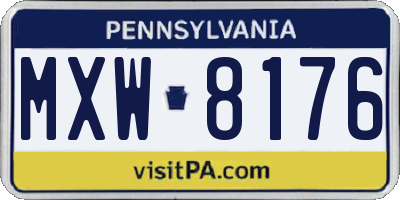 PA license plate MXW8176