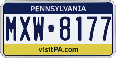 PA license plate MXW8177