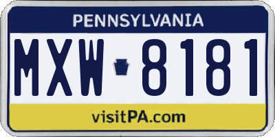 PA license plate MXW8181