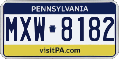 PA license plate MXW8182