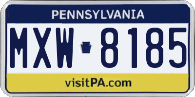 PA license plate MXW8185