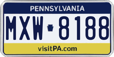 PA license plate MXW8188