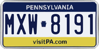 PA license plate MXW8191