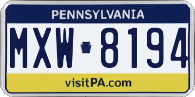 PA license plate MXW8194