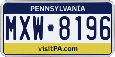 PA license plate MXW8196