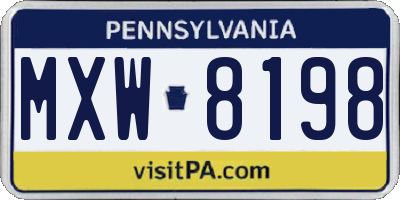 PA license plate MXW8198