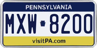 PA license plate MXW8200