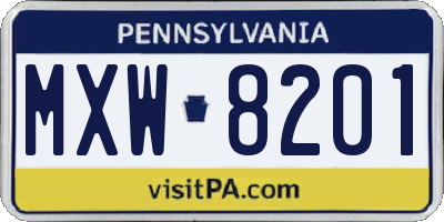 PA license plate MXW8201