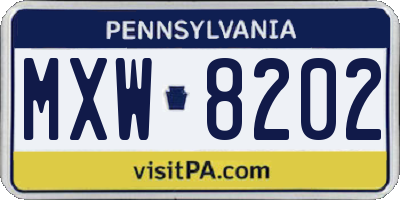 PA license plate MXW8202