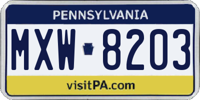 PA license plate MXW8203