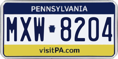 PA license plate MXW8204