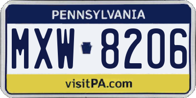 PA license plate MXW8206