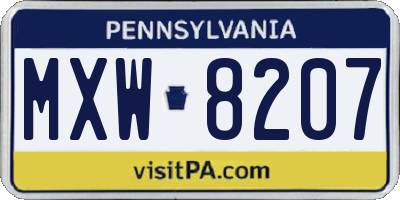 PA license plate MXW8207