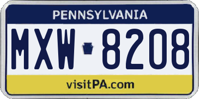 PA license plate MXW8208