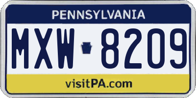 PA license plate MXW8209