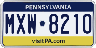 PA license plate MXW8210