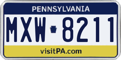 PA license plate MXW8211