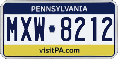PA license plate MXW8212