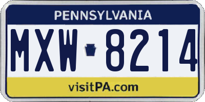 PA license plate MXW8214