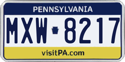 PA license plate MXW8217