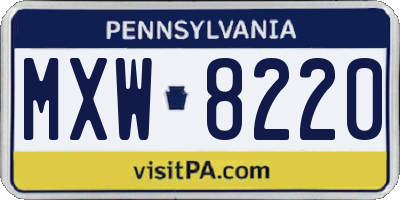 PA license plate MXW8220