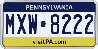 PA license plate MXW8222
