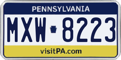 PA license plate MXW8223