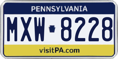 PA license plate MXW8228
