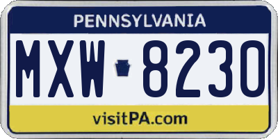 PA license plate MXW8230