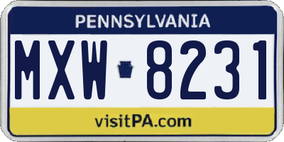 PA license plate MXW8231