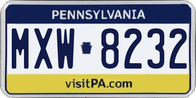 PA license plate MXW8232
