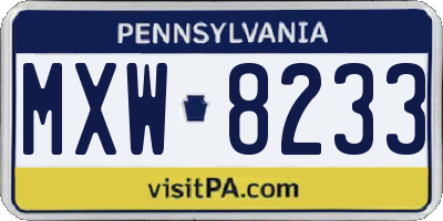PA license plate MXW8233