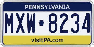 PA license plate MXW8234