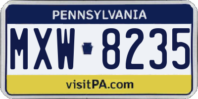 PA license plate MXW8235
